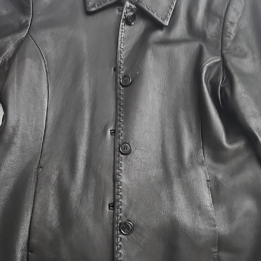 Alfani Women's Black Leather Shirt Jacket